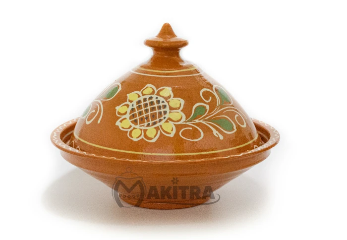 Глиняна розписана миска з кришкою