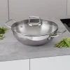 Сковорода вок з нержавіючої сталі з кришкою Fissman 15358 (28 см)