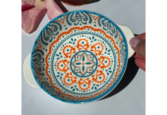 Салатник глибокий з ручками Тригір`я Olens блакитна 102-600-8 (600 мл)