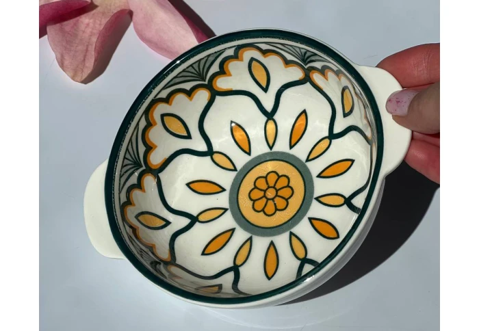 Салатник глибокий з ручками Тригір`я Olens зелена 102-600-9 (600 мл)