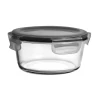 Круглий скляний контейнер із кришкою на засувках Krauff Artglas 29-298-062 (390 мл)