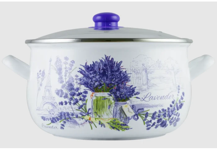 Кастрюля стальная с эмалированным покрытием GUSTO Лаванда GT-T-116-L (2,1 л) Кастрюля стальная с эмалированным покрытием GUSTO Лаванда GT-T-116-L (2,1 л)