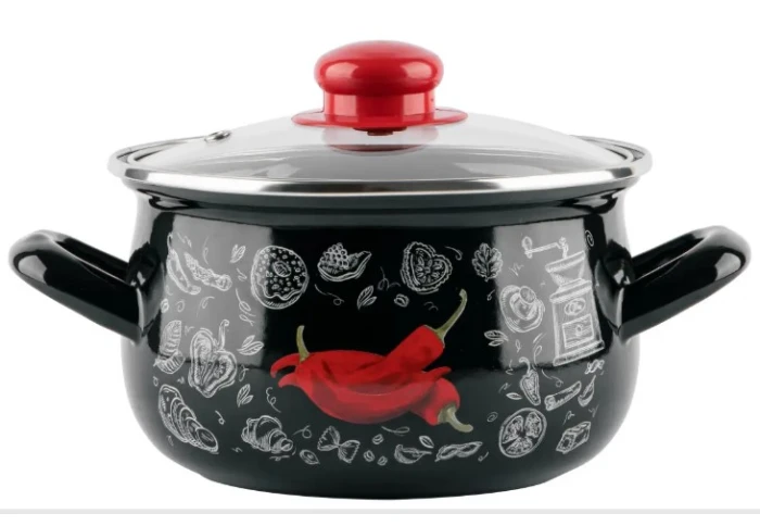 Кастрюля стальная с эмалированным покрытием GUSTO Перчинка GT-T-118-P (3,1 л) Кастрюля стальная с эмалированным покрытием GUSTO Перчинка GT-T-118-P (3,1 л)