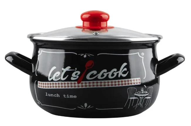 Кастрюля стальная с эмалированным покрытием GUSTO Lets cook чорна GT-T-116-LCB (2,1 л) Кастрюля стальная с эмалированным покрытием GUSTO Lets cook чорна GT-T-116-LCB (2,1 л)