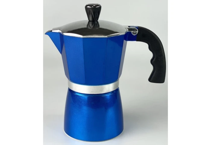 Гейзерная алюминиевая кофеварка на 6 чашек Olens Комо синяя 102-1347 (300 мл)