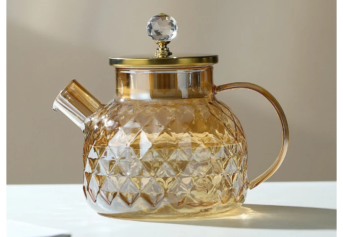 Чайник заварочный стеклянный Olens Бурштиновий Ромбус 102-978 (600 мл) Чайник заварочный стеклянный Olens Бурштиновий Ромбус 102-978 (600 мл)