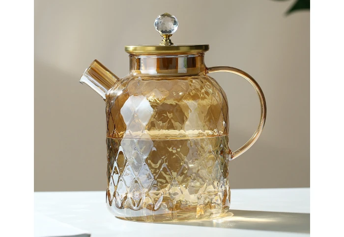 Чайник заварочный стеклянный Olens Бурштиновий Ромбус 102-376 (1500 мл)