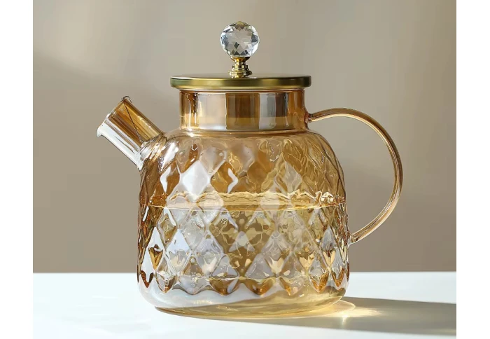 Чайник заварочный стеклянный Olens Бурштиновий Ромбус 102-375 (1000 мл)