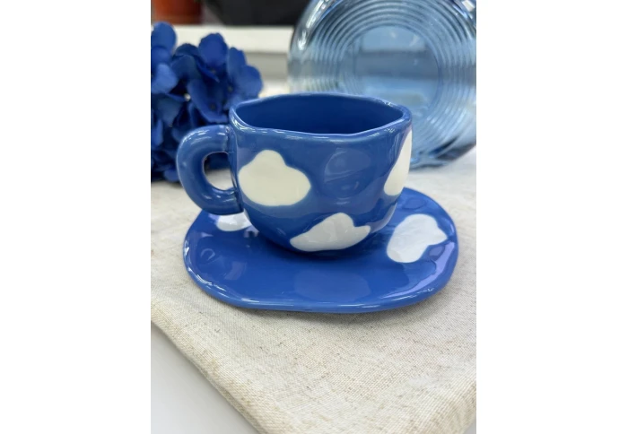 Чашка с блюдцем Olens Синє небо 8030-433 (300 мл)