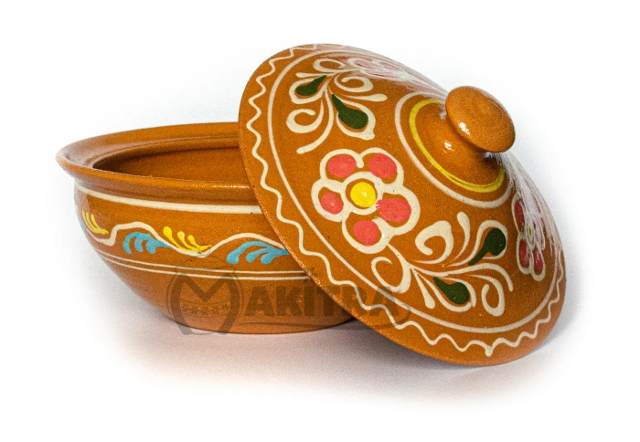 Колбасник с крышкой глиняный расписной (1,5 л)