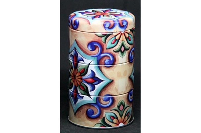 Кругла банка для чаю та кави 3 в 1 Ханша 3 03148-3 (3 х 100 г)