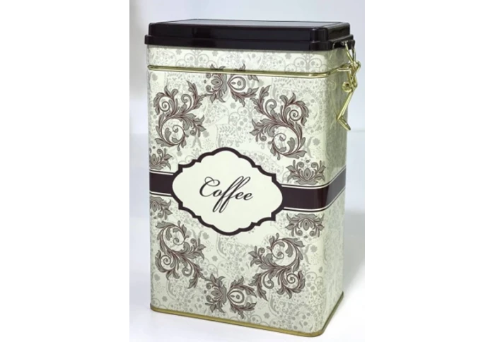 Банка для чая и кофе прямоугольная с крышкой на клипсе Кав'ярня 2 6945-29-2 (400 г)