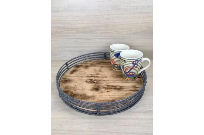 Поднос круглый с металлическими бортиками 1321060929 (35 см)