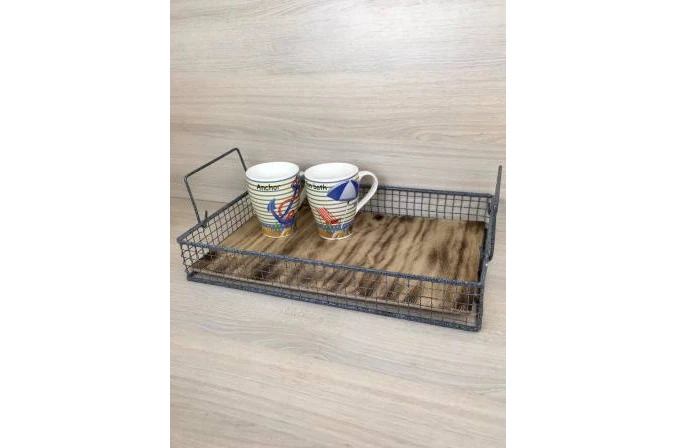 Поднос прямоугольный большой с металлическими бортиками 1321060928