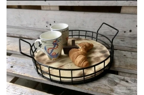 Поднос круглый с металлическими бортиками 65984576 (35 см)