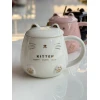 Кружка керамічна з кришкою і ложкою Kitten 8030-344 (400 мл)