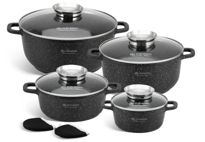 Набор посуды с мраморным покрытием Edenberg EB-8142 (8 предметов) Набор посуды с мраморным покрытием Edenberg EB-8142 (8 предметов)