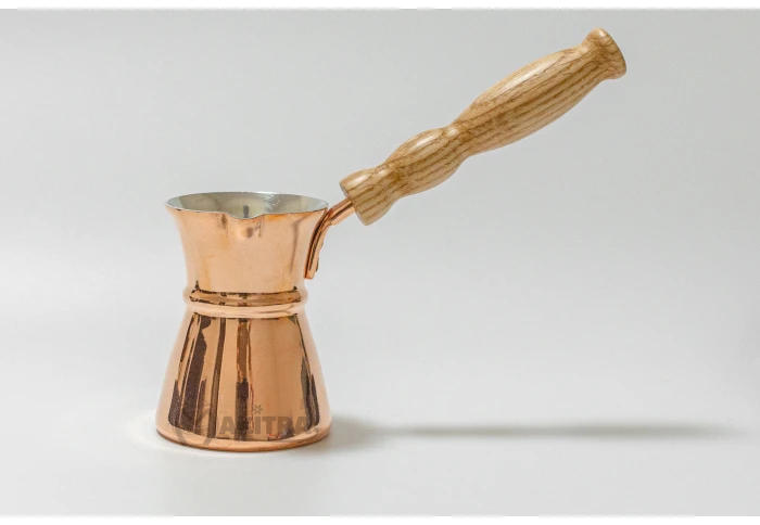 Джезва медная ZH Афина Классика с деревянной ручкой (140 мл)