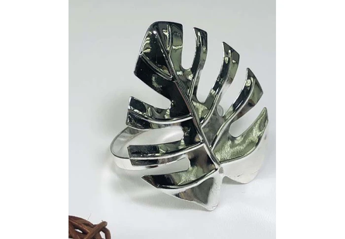 Кольцо для салфетки Olens Серебряный листок DL21012694-2 (6,5х5,5 см)