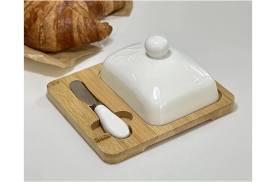 Масленка на бамбуковой подставке с ножом Стокгольм 102-209