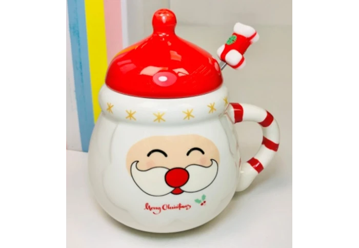 Новогодняя кружка керамическая с крышкой и ложкой Кенді-Санта 102-1062 (400 мл) Новогодняя кружка керамическая с крышкой и ложкой Кенді-Санта 102-1062 (400 мл)