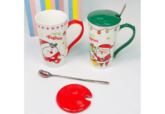 Новогодняя кружка керамическая с крышкой и ложкой Біг-санта 102-1088 (380 мл) Новогодняя кружка керамическая с крышкой и ложкой Біг-санта 102-1088 (380 мл)