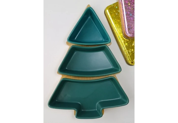 Конфетница-соусница 3-секционная Зелена ялинка 8030-355 Конфетница-соусница 3-секционная Зелена ялинка 8030-355