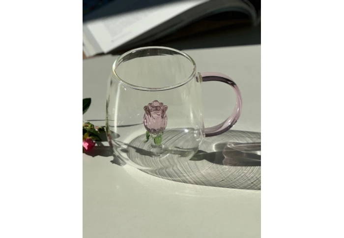 Чашка стеклянная Рожева троянда Olens 8030-280 (400 мл)