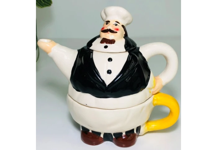 Набор 2 в 1 заварочный керамический Су-шеф чорний 7857-13 (250 мл)