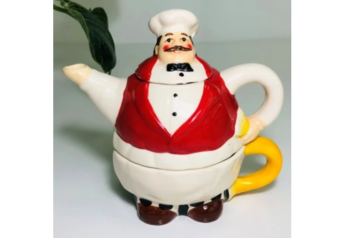 Набор 2 в 1 заварочный керамический Су-шеф червоний 7857-12 (250 мл)