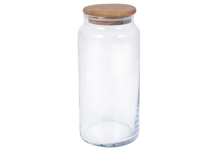 Банка стеклянная круглая с бамбуковой крышкой HEREVIN 232009-260 (1400 мл)