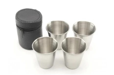 Набор дорожных стальных стопок в чехле А-плюс АП04W (50 мл) Набор дорожных стальных стопок в чехле А-плюс АП04W (50 мл)