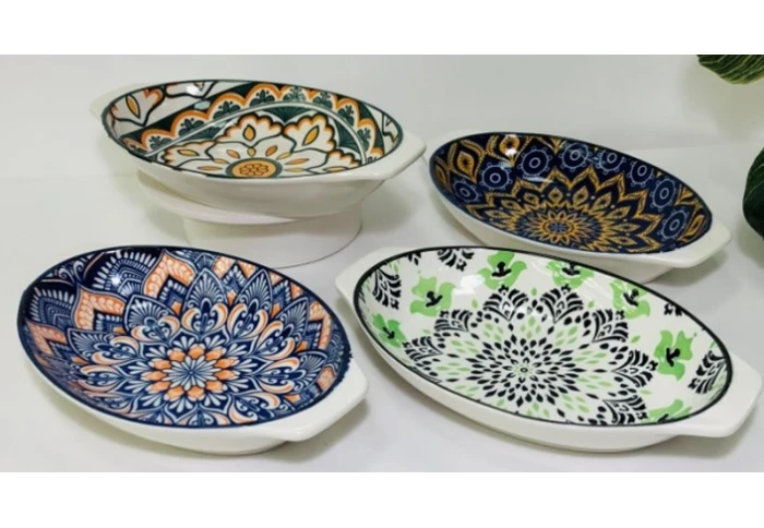 Тарелка керамическая глубокая с ручками Тригір`я 102-617 (28 см) Тарелка керамическая глубокая с ручками Тригір`я 102-617 (28 см)