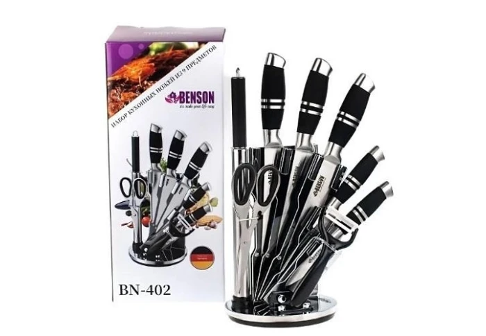 Набор ножей из нержавеющей стали с подставкой Benson BN-100402 Набор ножей из нержавеющей стали с подставкой Benson BN-100402