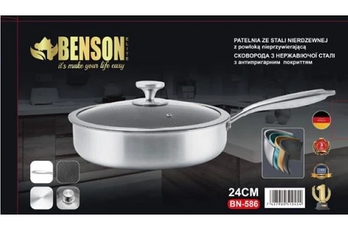 Сковорода глибока з 3D-антипригарним покриттям Benson BN 100587 (26 см)