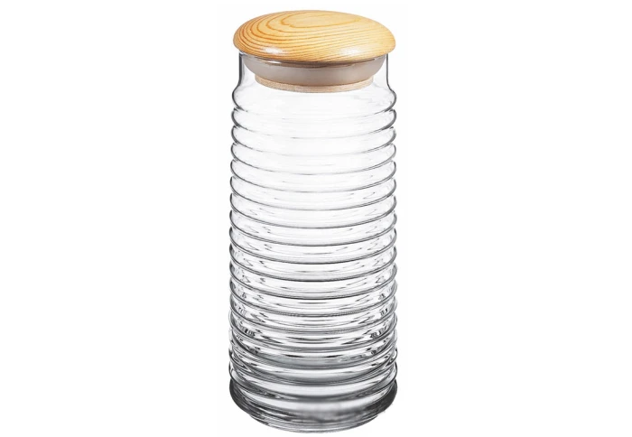 Банка стеклянная для сыпучих продуктов с деревянной крышкой Pasabahce Babylon 43183 (1,550 л)
