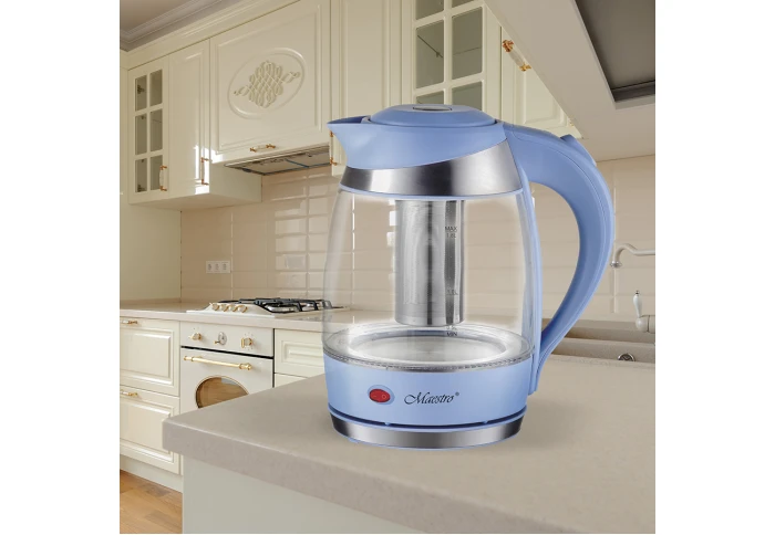 Електрочайник скляний з підсвіткою Maestro MR-065-BLUE (1,8 л)