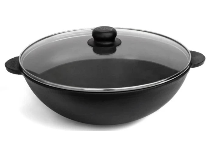 Сковорода-вок чугунная с стеклянной крышкой Brizoll W28-6 (3,7 л) Сковорода-вок чугунная с стеклянной крышкой Brizoll W28-6 (3,7 л)