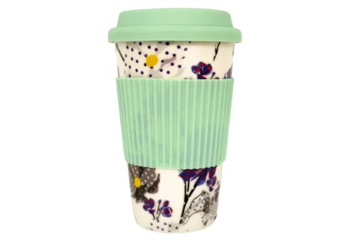 Керамический стакан с крышкой Flower story 21-279-124 (440 мл)