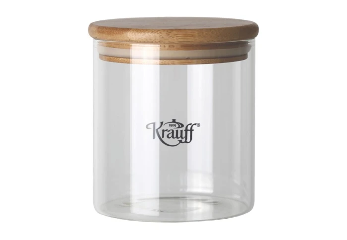 Банка стеклянная для сыпучих продуктов с деревянной крышкой Krauff 31-289-014 (0,5 л)