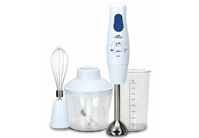 Блендер погружной с чашей-измельчителем и венчиком Monte MT-1902W