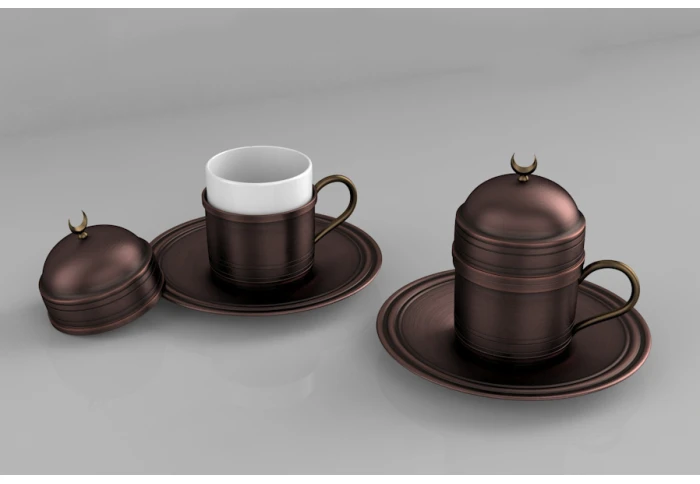 Чашка с блюдцем для подачи кофе по-восточному ZH патина