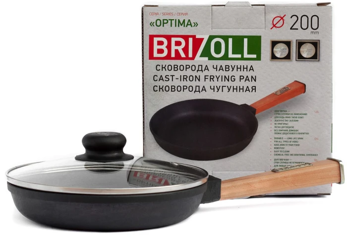 Чавунна сковорода з кришкою Brizoll Optima O2035-P-C (20х3,5 см)