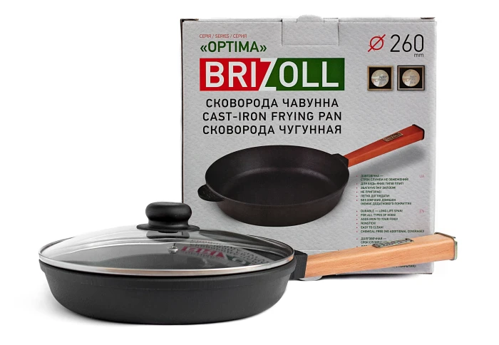 Чавунна сковорода з кришкою Brizoll Optima O2640-P-C (26х4 см)