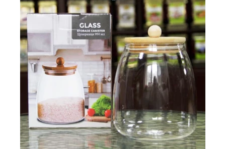 Банка стеклянная с бамбуковой герметичной крышкой TW9319M (748 мл)