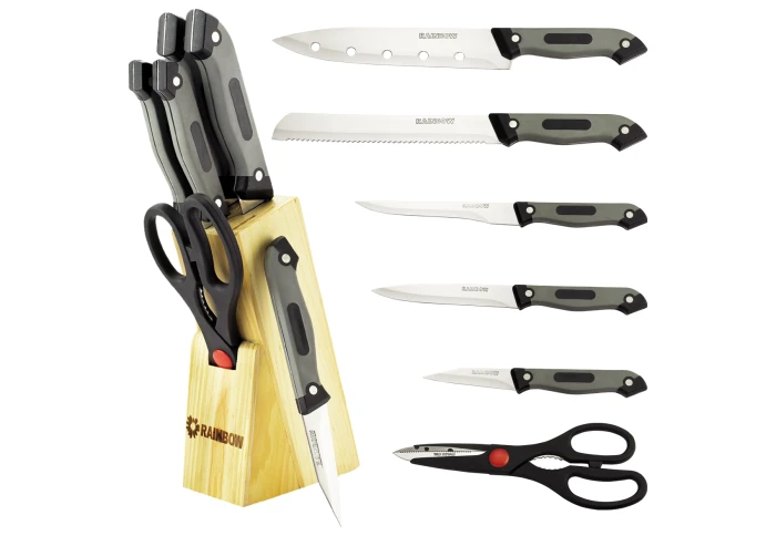 Набор ножей из нержавеющей стали с подставкой Rainbow Maestro MR-1407 (7 предметов)