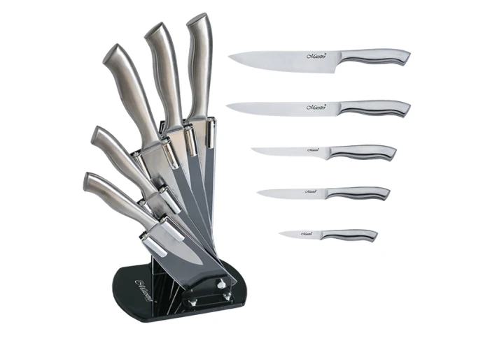 Набор ножей из нержавеющей стали с подставкой Maestro MR-1410 (6 предметов) Набор ножей из нержавеющей стали с подставкой Maestro MR-1410 (6 предметов)