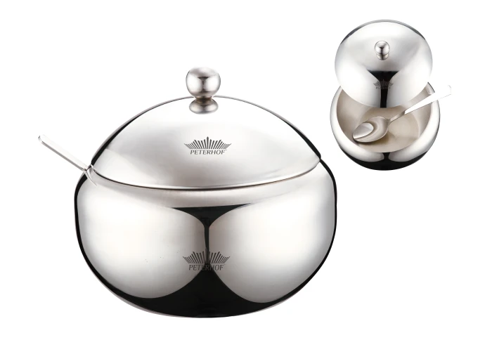 Сахарница металлическая с ложкой Peterhof PH-12899 (560 мл)