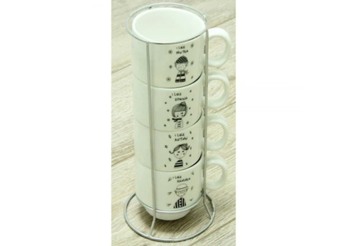 Чайный керамический набор из 4 чашек Детский сад 7229-26 (150 мл)