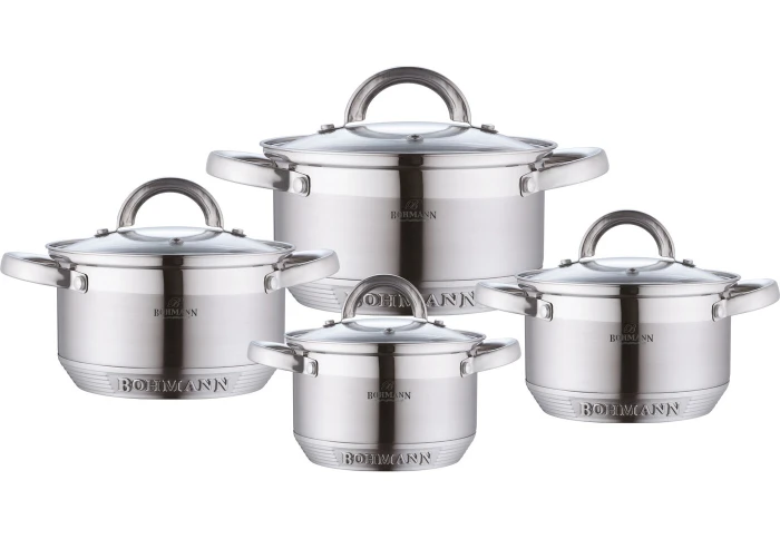 Набор кастрюль из нержавеющей стали Bohmann BH-0716 (8 предметов)